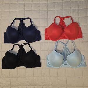 Victoria's Secret Elegant Women's Lace Racerback Bra Set - Black, Red, Blue